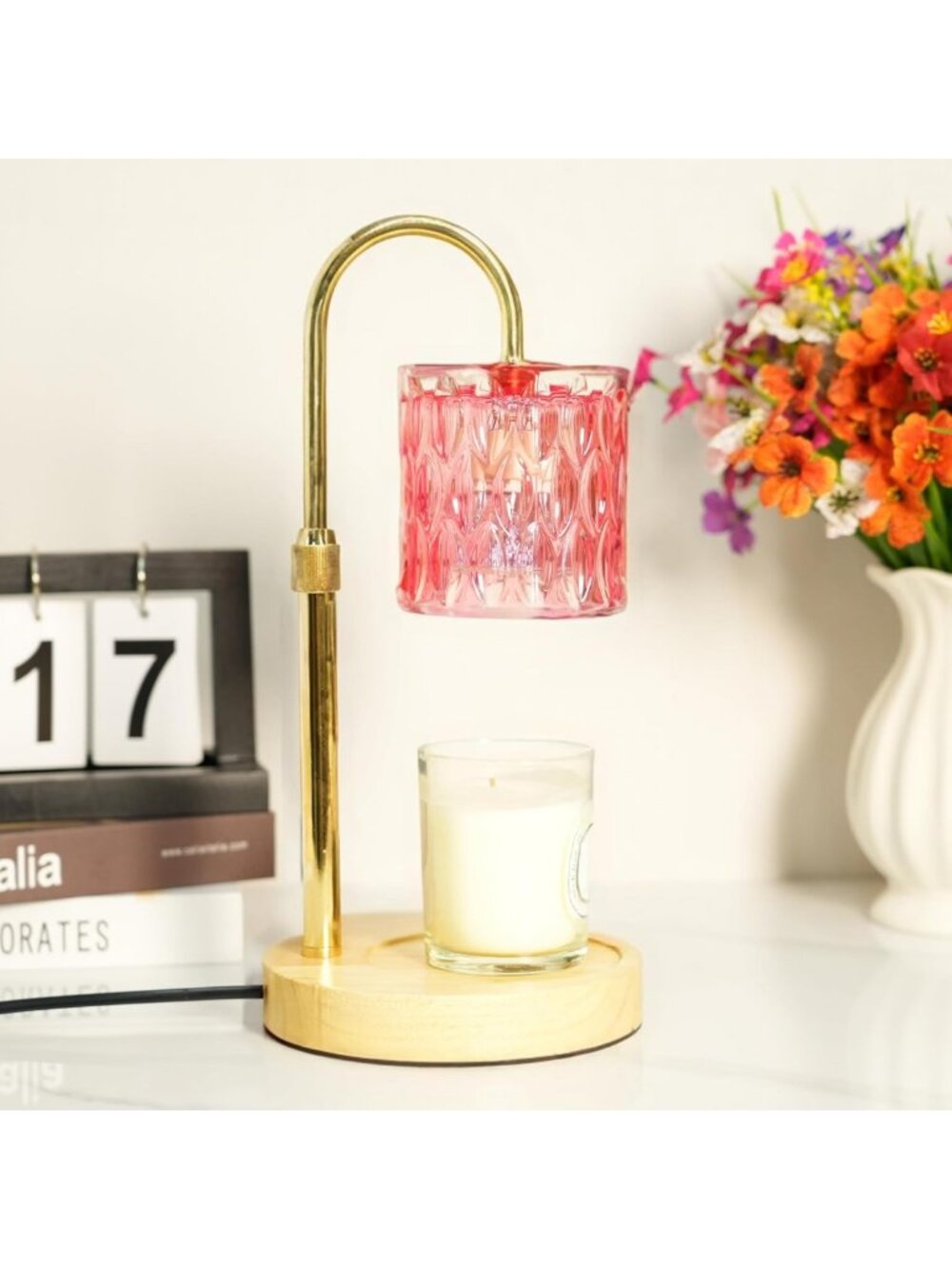 Stylish Pink Candle Warmer Lamp with Timer - Perfect Birthday Gift & Home Decor